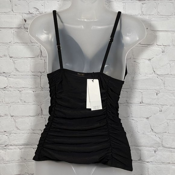 ☀️Tommy Hilfiger Black Size 14 Shirred Tummy Control Halter One-Piece NWT $108 - Picture 8 of 9